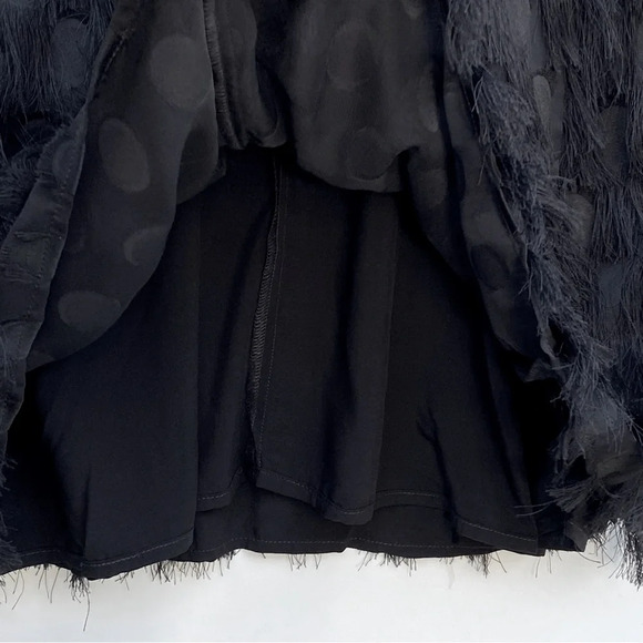 NWT ANTHROPOLOGIE Women’s Black Roxie Textured Fringe Polka Dot Mini Dress - Picture 8 of 8